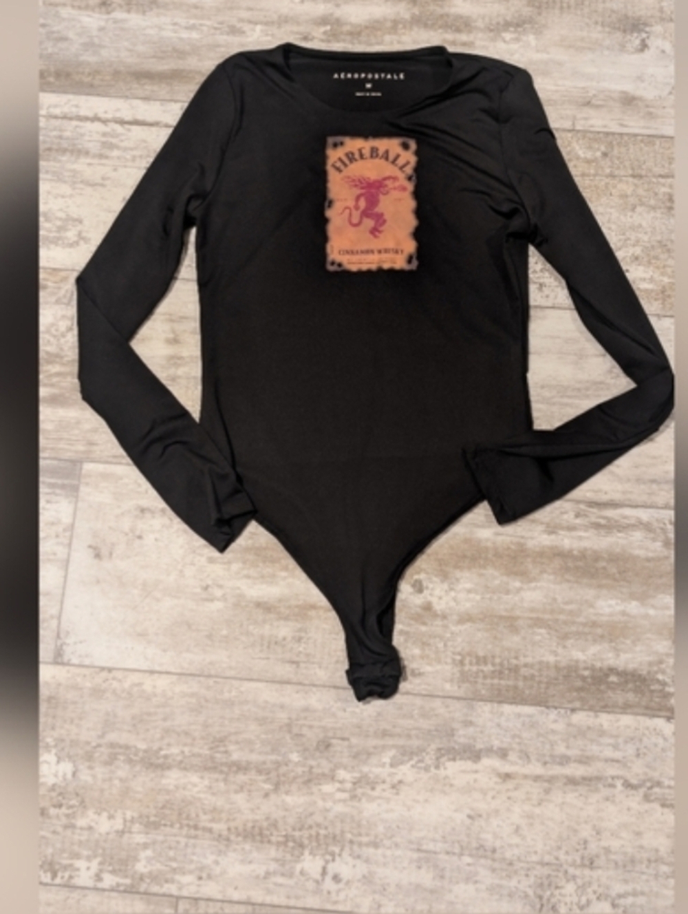 Aeropostale Black Long Sleeve Crewneck One Piece Top